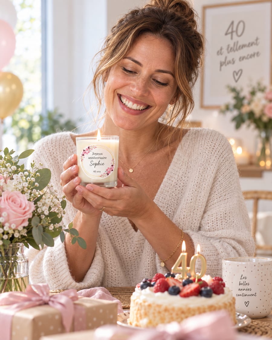 Idée cadeau bougie personnalisée Anniversaire