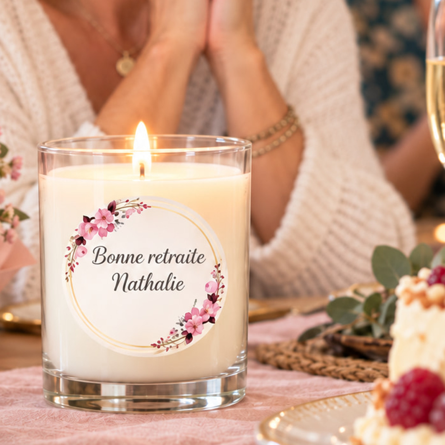 Bougie personnalisée Départ à la retraite 240g — cire végétale naturelle