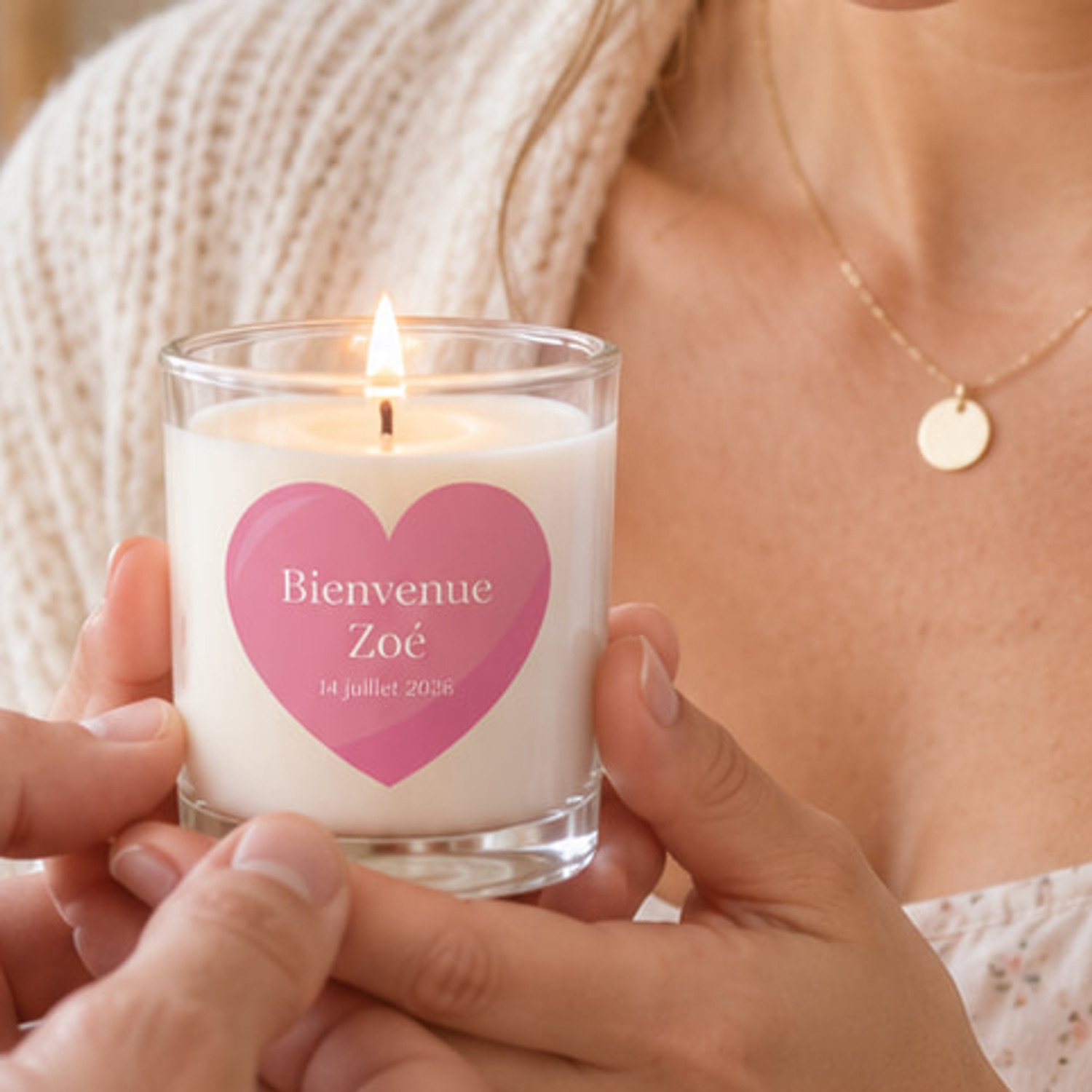 Bougie personnalisée Naissance 70g — cire minérale