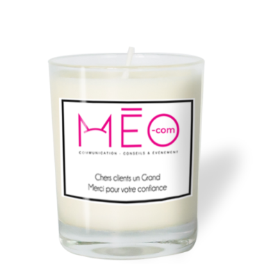 meo bougie, personnalisée, entreprise, méo, communication, cadeau client,