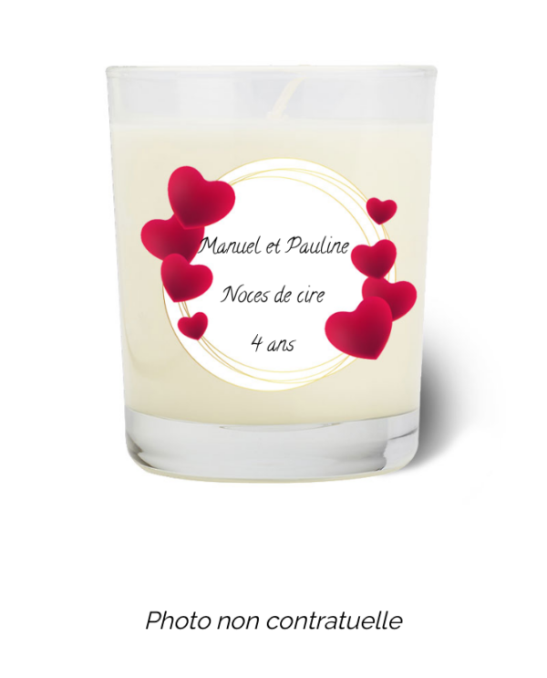 Bougie personnalisée cadeau  de St valentin