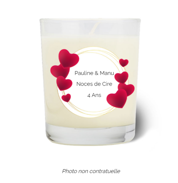 Bougie personnalisée cadeau  de St valentin