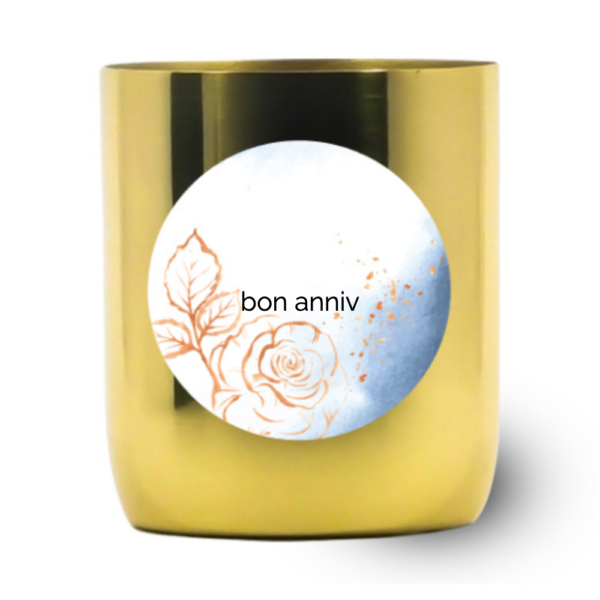 Bougie personnalisée "Bon Anniv" - Bougie Améthyste personnalisable