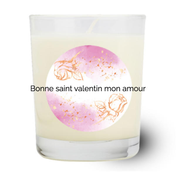 Bougie Personnalisée Quartz Rose - Bonne Saint Valentin Mon Amour - Cadeau Romantique