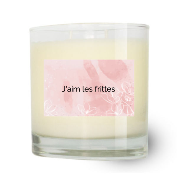Bougie Personnalisable "J'aim les frittes" avec Mot Secret - Jaspe Rouge
