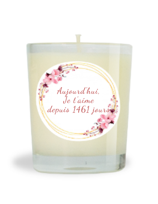 Bougie parfumée naturelle 130g Monoï de Tahiti - Aujourd'hui,
Je t'aime
depuis 1461 jours