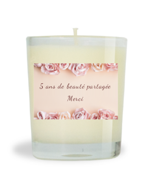 Bougie cire minérale non parfumée 70g  - 5 ans de beauté partagéeMerci