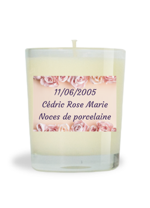 Bougie parfumée naturelle 130g Roses des Bois - 11/06/2005
Cédric Rose Marie
Noces de porcelaine