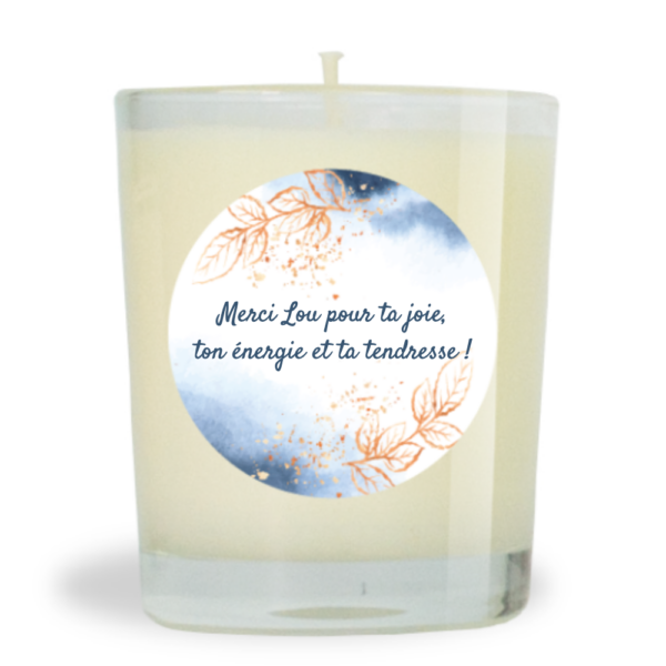 Bougie cire minérale non parfumée 70g  - Merci Lou pour ta joie,
ton énergie et ta tendresse !