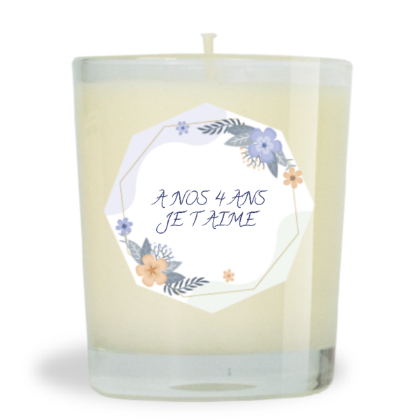 Bougie cire minérale non parfumée 70g  - A NOS 4 ANS
JE T AIME