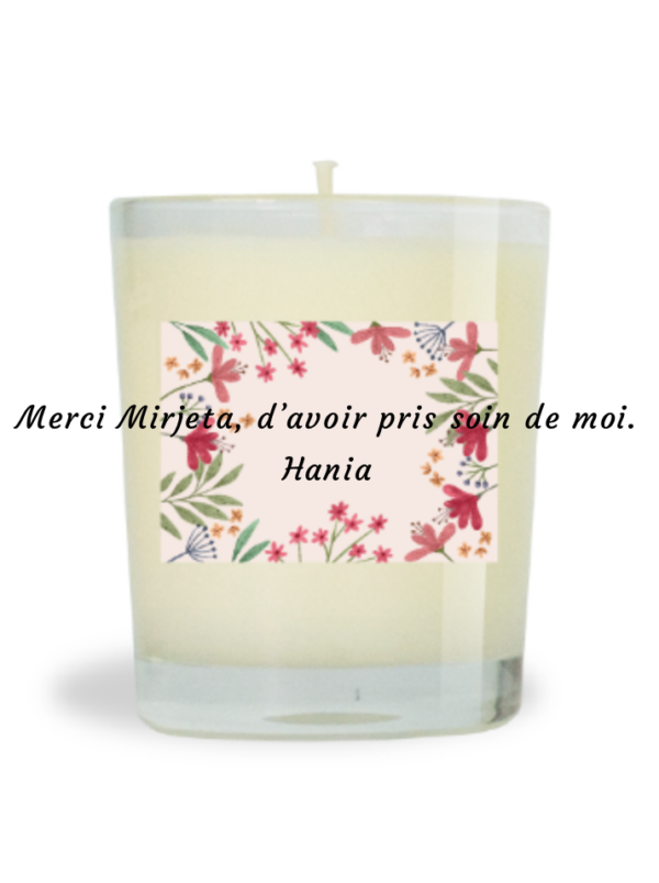 Bougie parfumée naturelle 130g Framboise Gourmande - Merci Mirjeta, d’avoir pris soin de moi. Hania